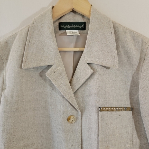 Harve Benard Women's Oatmeal Linen Blend Jacket Sz 14 Button Front Minimalist - Picture 3 of 12